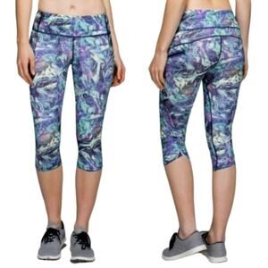 Lululemon Run Top Speed Crop Iridescent Multi Color Crop Leggings Size 4